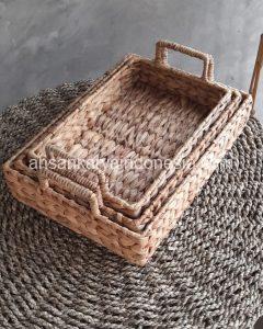 Set 3 Water Hyacinth Square Tray